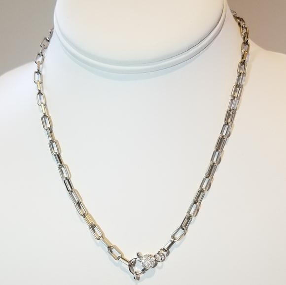 NEW Matte Silver paperclip link chain necklace - Picture 4 of 8